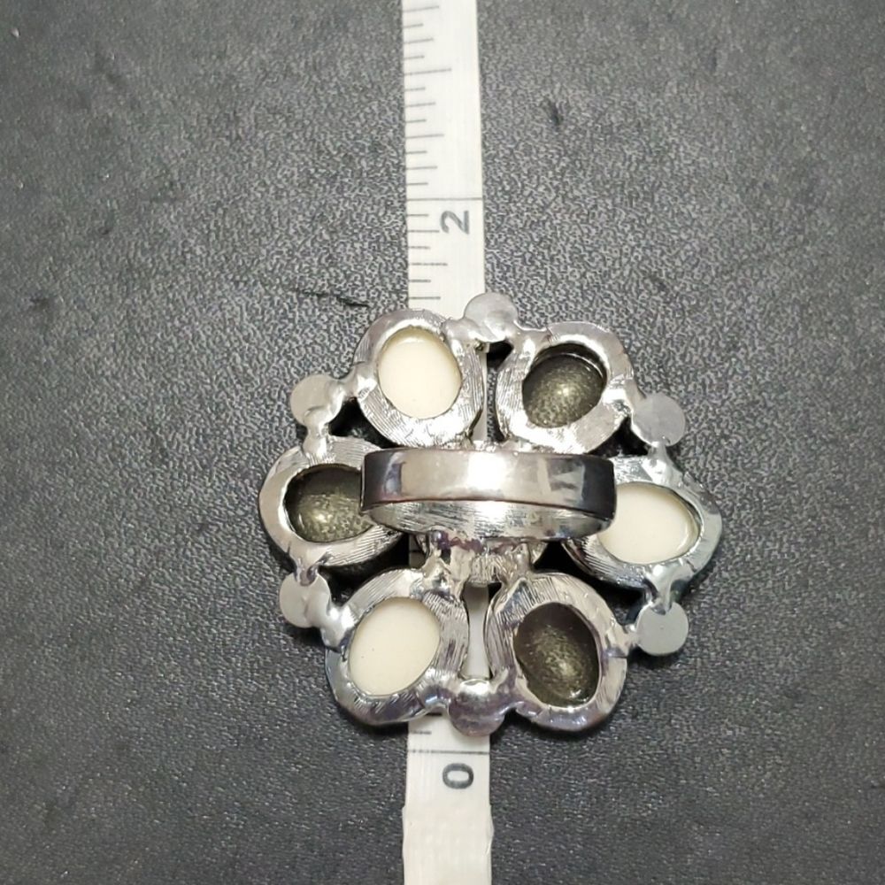 Silver Tone Glass Statement Ring - image 7